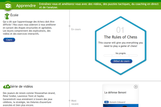 L'apprentissage en ligne du jeu d'échecs par Chess24.com